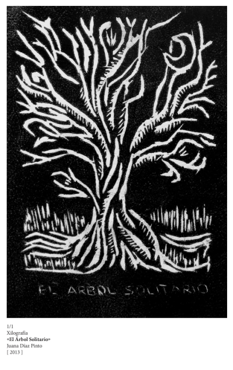 1/1 | Xilografía | «El Árbol Solitario» | Juana Díaz Pinto [ 2013 ]